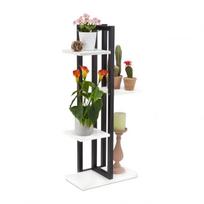 Gėlių stovas su 4 lentynomis 93x42,5x22,5cm., juodos/baltos spalvos