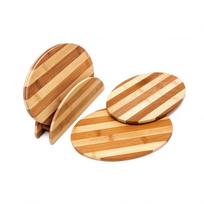 Rinkinys iš 4 pjaustymo lentelių ir stovu 0,5x25x18cm., šviesiai rudos spalvos