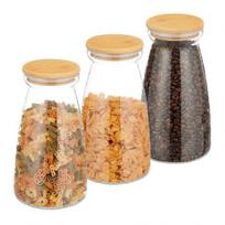 Rinkinys iš 3 skaidrių indelių biriems produktams 21,5x12cm, 1.4L, šviesiai rudos spalvos