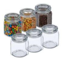 Rinkinys iš 6 skaidrių indelių biriems produktams 14,5x13,5x13,5cm, 1.3L.