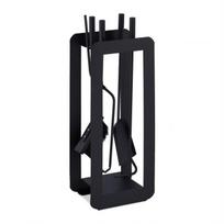 Rinkinys iš 4 židinio įrankių ir stovo 60x22,5x16cm., juodos spalvos