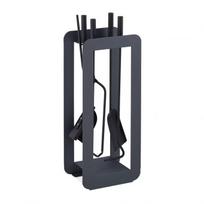 Rinkinys iš 4 židinio įrankių ir stovo 60x22,5x16cm., tamsiai pilkos/juodos spalvos
