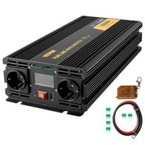 Grynos sinusoidės keitiklis 2500 W, 12 V DC į 230 V AC su USB ir LCD ekranas