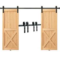 Stumdomų tvarto durų furnitūros rinkinys, 243,8 cm, 2 durų, J formos skriemulys