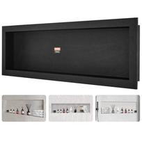 Dušo niša, įleidžiama, juoda, 40,64x127 cm, vienos lentynos organizatorius
