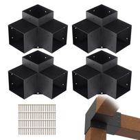 Pergolės laikiklių rinkinys 6"x6", 4 vnt., 3 krypčių mediniai kampiniai laikikliai