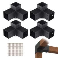 Pergolės medinių sijų laikiklių rinkinys, 10,2x10,2 cm, 4 vnt., 3 krypčių kampiniai tvirtinimai