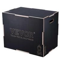 3 viename medinė pliometrinė šuolių dėžė, 30/24/20 colių, juoda