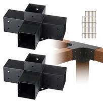 Pergolės laikiklių rinkinys 10,2x10,2 cm, 2 vnt., 4 krypčių mediniai kampai