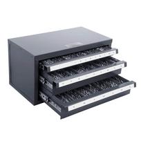 Plieninė grąžtų dozatoriaus spintelė 1–13 mm, 3 stalčiai