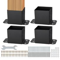 Stulpų pagrindai 142x142 mm, 4 vnt., matiniai juodi, milteliniu būdu dažyti