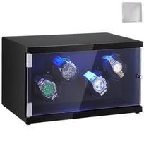 Laikrodžių sukimo mechanizmas su japoniškais varikliais ir LED, juodas PU korpusas