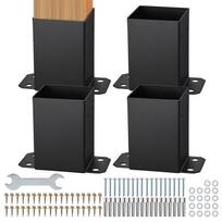 Stulpų pagrindai 101,6x101,6 mm, 4 vnt., matiniai juodi mediniai laikikliai