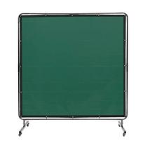 Suvirinimo ekranas su rėmu, 1,8x1,8 m, žalias, vinilo, ratukai