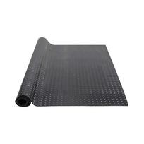 Diamond-plate guminis garažo grindų kilimėlis, 3 mm, juodas, 4x15 pėdų