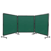 Suvirinimo apsauginis ekranas, 3 paneliai, žalias, 182,9x182,9 cm, vinilo