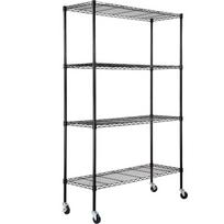 Sandėliavimo lentynų blokas su ratukais, metalinis, 4 pakopos, 700 svarų talpa, juodas, 47x18x74 colių