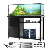 Akvariumo stovas 75 galonų, plienas ir MDF, juodas, su spintele