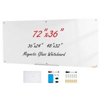 Magnetinė balta stiklinė lenta, 72"x36", sausai valoma, prie sienos