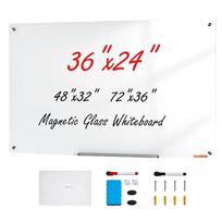 Magnetinė balta stiklinė lenta 900x600 mm, sausai valoma, prie sienos