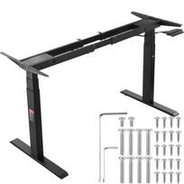 Elektrinis stovimo stalo rėmas, dvigubas variklis, reguliuojamas 65–129 cm, juodas