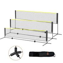 Badmintono ir teniso tinklų rinkinys, reguliuojamo aukščio, 14 pėdų, nešiojamas