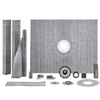 Dušo kabinos karnizo ir padėklo komplektas, 1219x1524 mm, PVC flanšas, nerūdijančio plieno grotelės