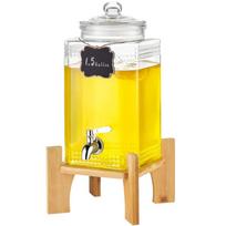Gėrimų dozatorius su stovu, 1,5 galono (5,5 L), stiklinis, nerūdijančio plieno čiaupas