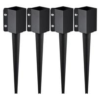 Metalinių tvoros stulpų įžeminimo smaigai 24x4 cm, 4 vnt., juodi