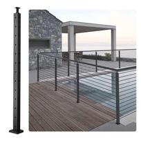 Trosinio turėklo stulpas, L formos, SUS304 plieninis, juodas, 42" x 2" x 1"