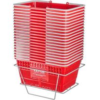Raudonas plastikinis pirkinių krepšelis su rankena, 21 L, 20 vnt. rinkinys