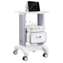 2 pakopų baltas laboratorinis vežimėlis su stalčiumi ir padėklu, mobilus, ABS