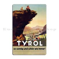 Austria 1940s Today Tyrol Summer Trip Metal Sign Decoration Plaques Wall Decor Iron Garage Tin Sign Poster 20x30cm black