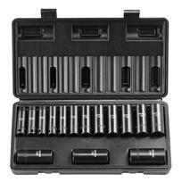 3/8" smūginių galvučių rinkinys, 15 dalių, 8–22 mm, 6 taškų, chromo-molibdeno plienas