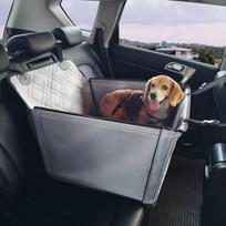 Automobilinė šuns kėdutė iki 22 kg, pilka, vandeniui atspari, su atraminiu rėmu