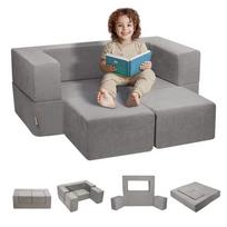 Vaikiška modulinė sofa-lova, pilka, 4 vnt.