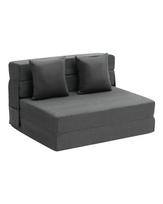 Sulankstoma dvigulė sofa-lova 3 viename, tamsiai pilka, viskoelastinė