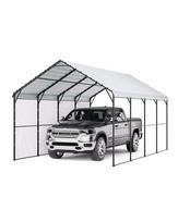 Tvirtas metalinis automobilių stogelis, 12'x20', cinkuoto plieno rėmas, nuimamos sienelės