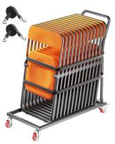 Sulankstomas metalinis kėdžių vežimėlis, 25 kėdėms, 136 kg, juodas