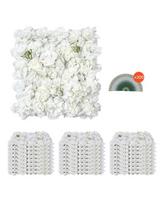 3D dirbtinių gėlių sienos plokštė, 24 vnt., 15x15 colių, balta