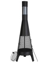 Chiminea 20 colių kūginė lauko malkomis kūrenama laužavietė su grotelių tinkleliu ir kaminu