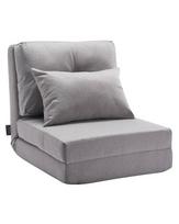 Sulankstoma sofa-lova su reguliuojamu atlošu, pilka, metalinis rėmas