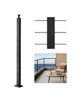 Nerūdijančio plieno juodas kabelių turėklų stulpas, 36x2x2 colių, horizontalios skylės