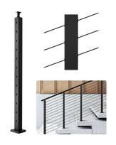 Trosinis laiptų turėklų stulpas, nerūdijantis plienas, juodas, 42x2x2 colių