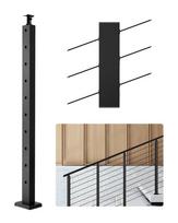 Trosinis nerūdijančio plieno turėklų stulpas, juodas, 36x1x2 colių