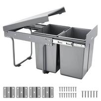 Ištraukiama dviguba šiukšliadėžė 2x20L po kriaukle, metalinė sistema