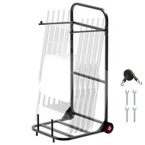 Sulankstomas metalinis kėdžių vežimėlis, 10 kėdžių, juodas, 100 kg talpa