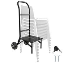 Sulankstomas metalinis kėdžių vežimėlis 10 kėdžių, 150 kg talpa, juodas
