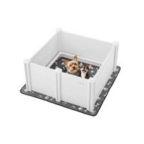 Šunų gimdymo dėžė su reguliuojamomis durelėmis, PVC, 38,6x38,6x18,1 colio, pieno balta