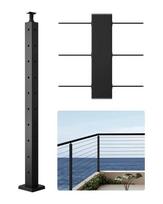 Kampinis trosinis nerūdijančio plieno turėklų stulpas, 914x51 mm, juodas